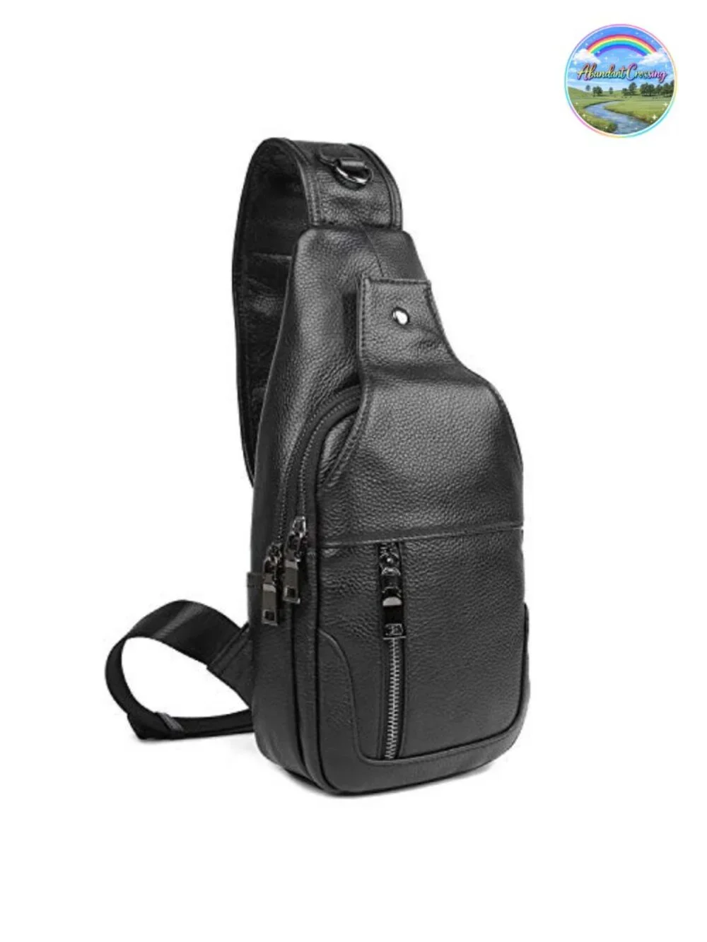 Genuine Leather Waterproof Casual Daypack Sling Crossbody Bag for Men